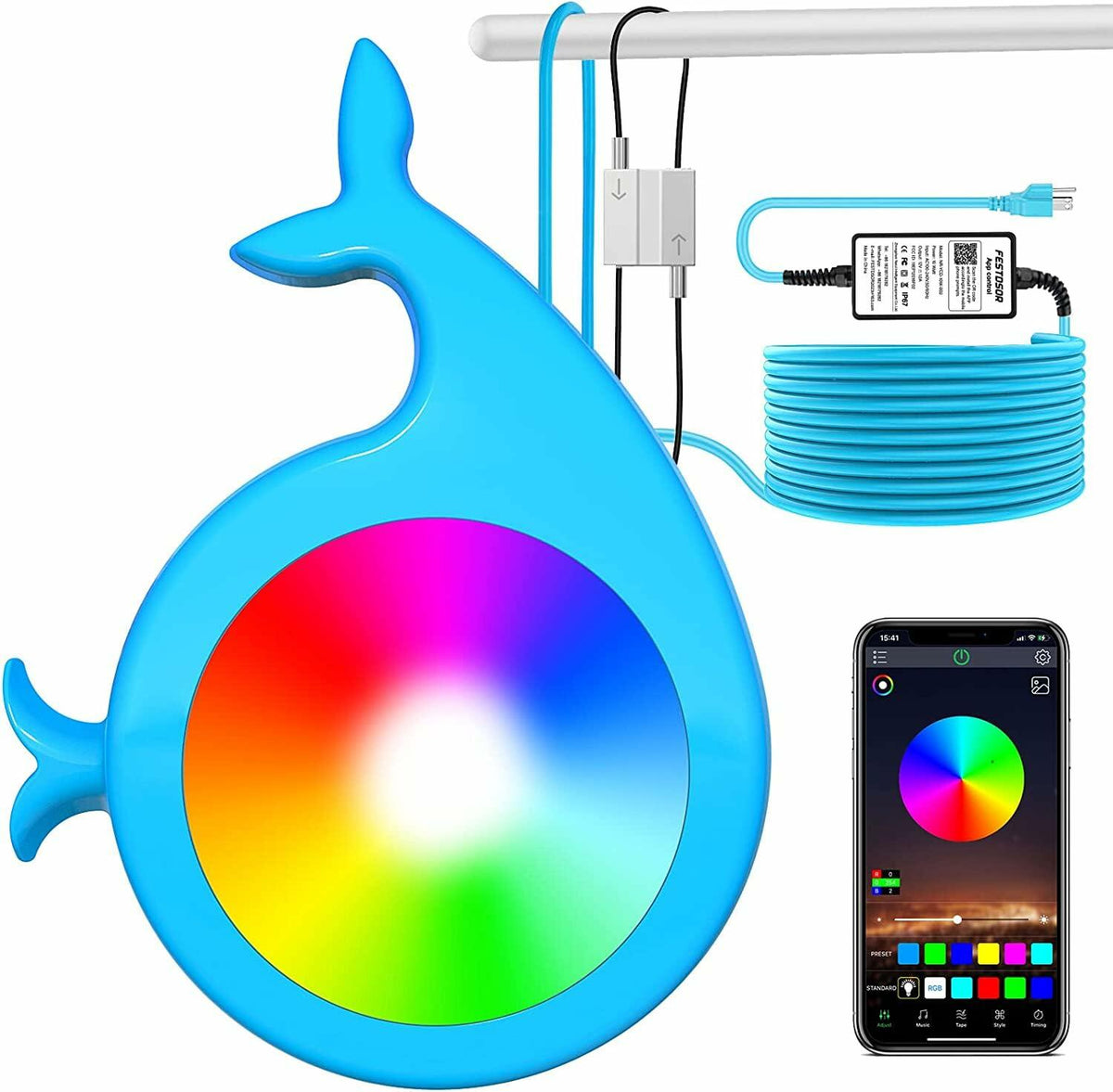 Luces LED RGB para piscina Lanpanzi, control por aplicación, impermeabilidad IP68, cable de 25 pies (7.6 m), 1000 lm