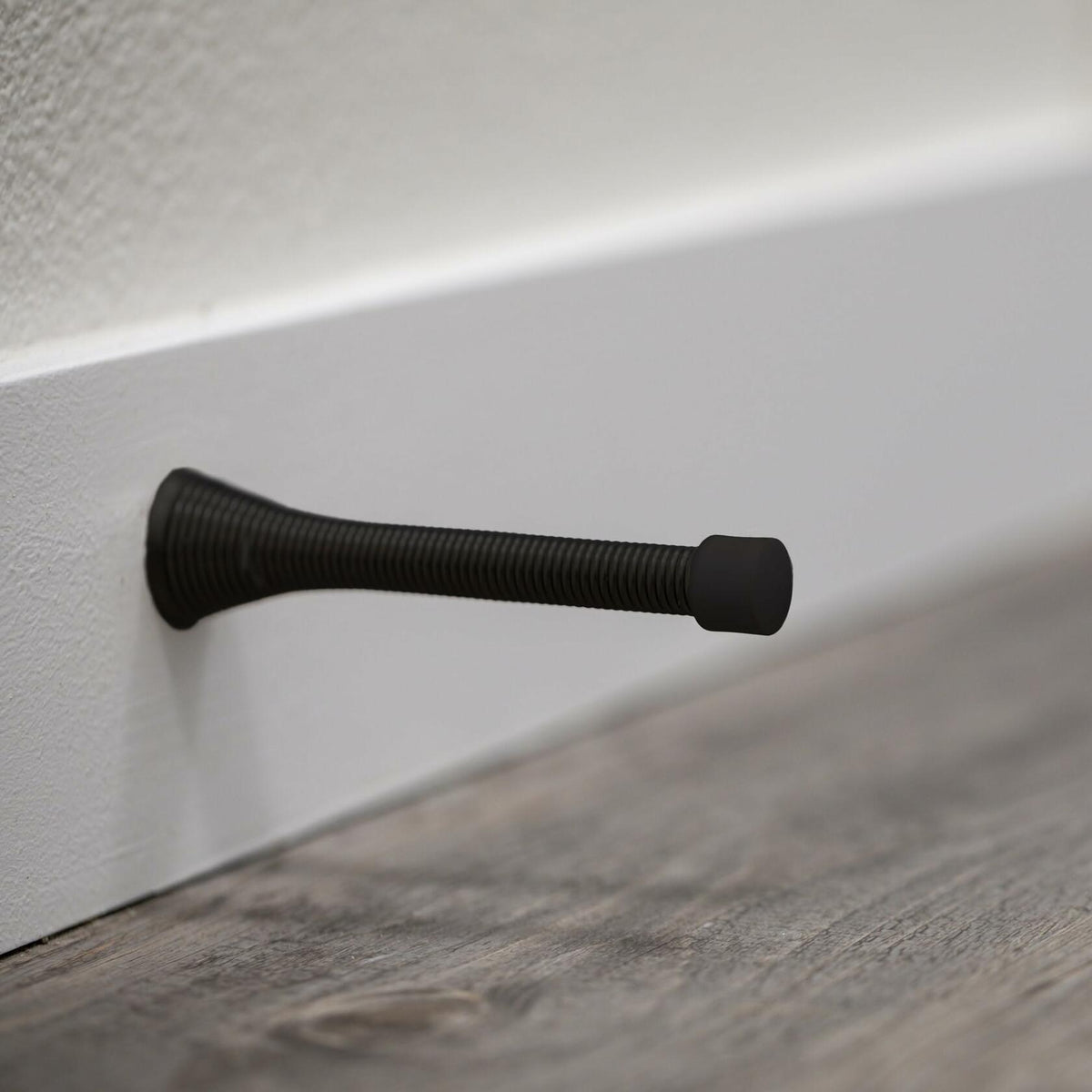 Design House Spring Door Stop Wall Protector Rubber Tip Matte Black 10-Pack
