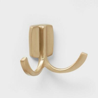 Gancho doble moderno con forma de pulpo Brightroom de aluminio fundido dorado, 2 ganchos