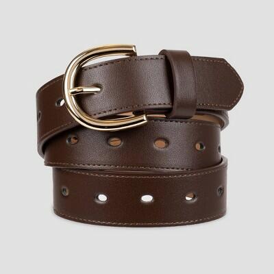 Cinturón de piel con corte láser para mujer A New Day, color marrón, correa ajustable, talla L