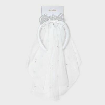 Diadema de novia con velo, accesorio para el cabello de boda en color blanco