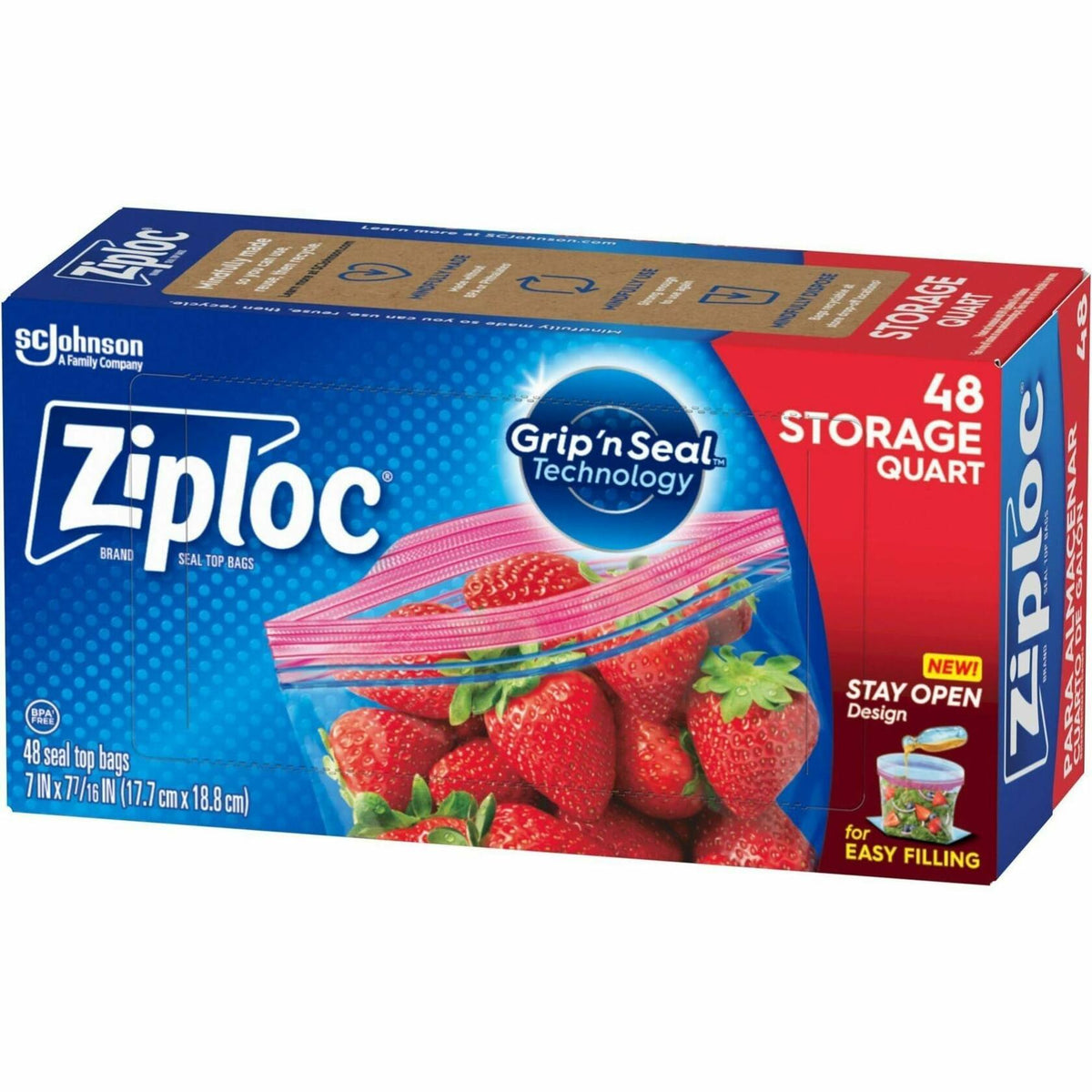 Bolsas de almacenamiento Ziploc con doble cierre DRACB003103CT transparentes, paquete de 0.6 lb