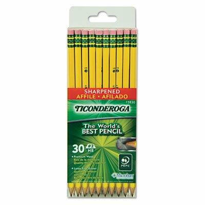 Lápices Dixon Ticonderoga N.º 2, sin látex, con borrador, preafilados, amarillos, paquete de 30