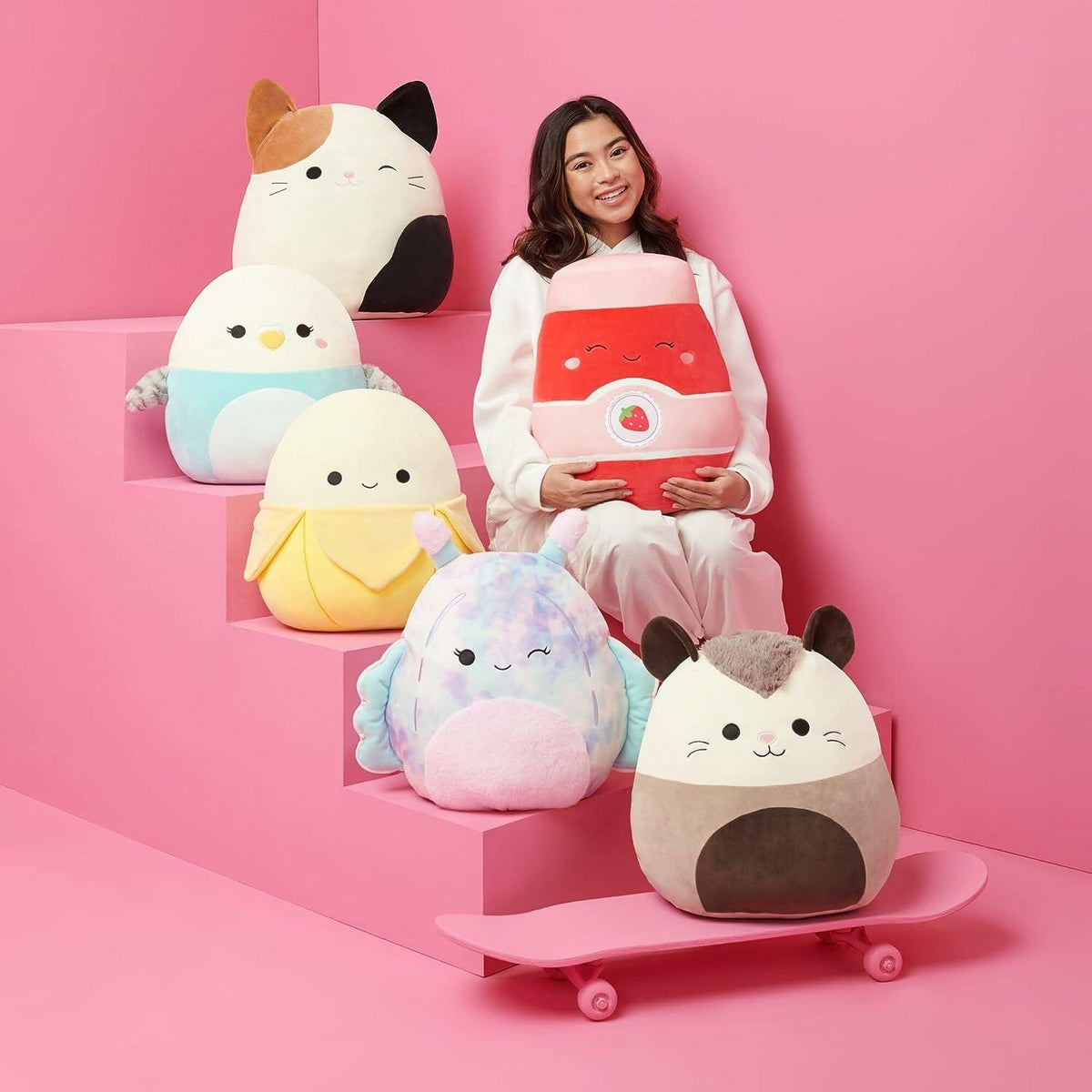Juguete para perro Squishmallows Emery Latte con sonido, 3.5", multicolor