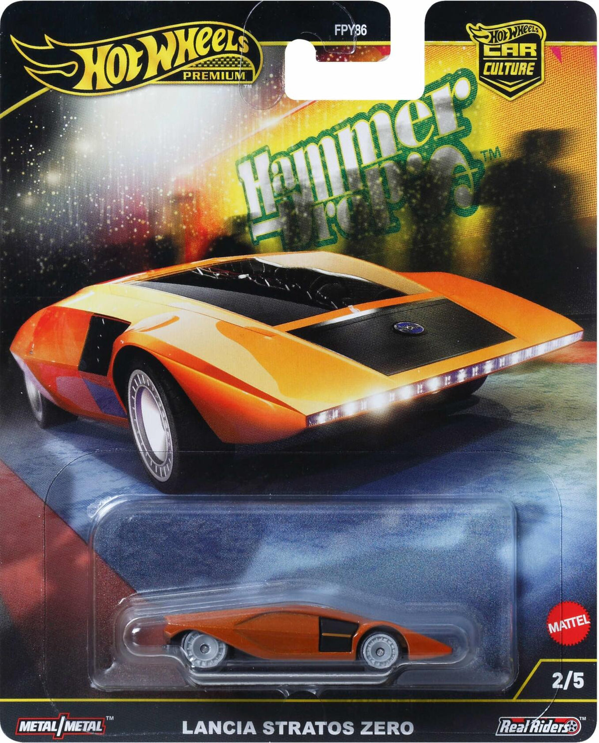 Hot Wheels Premium Car Culture Lancia Stratos Zero 1:64 a escala multicolor