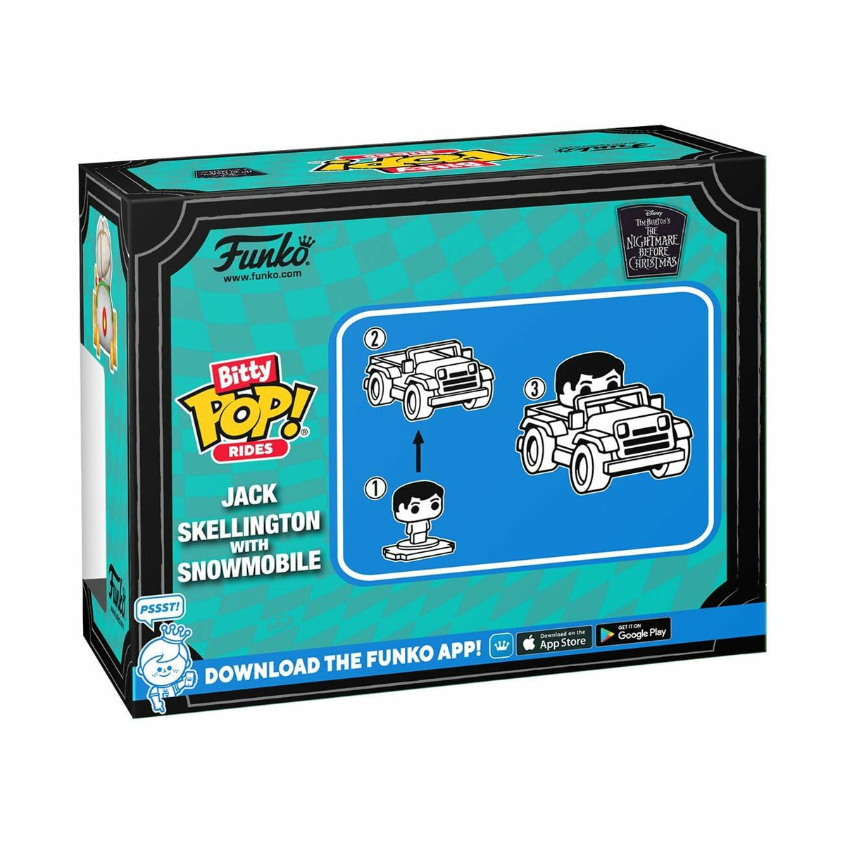 Funko Pop! Bitty Ride Jack con moto de nieve de Pesadilla antes de Navidad, figura de vinilo