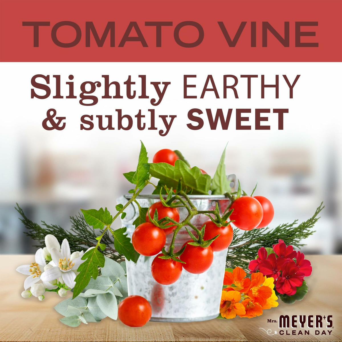 Jabón líquido para manos MRS. MEYER'S CLEAN DAY, aroma a Tomate (Tomato Vine), 12.5 oz, rojo