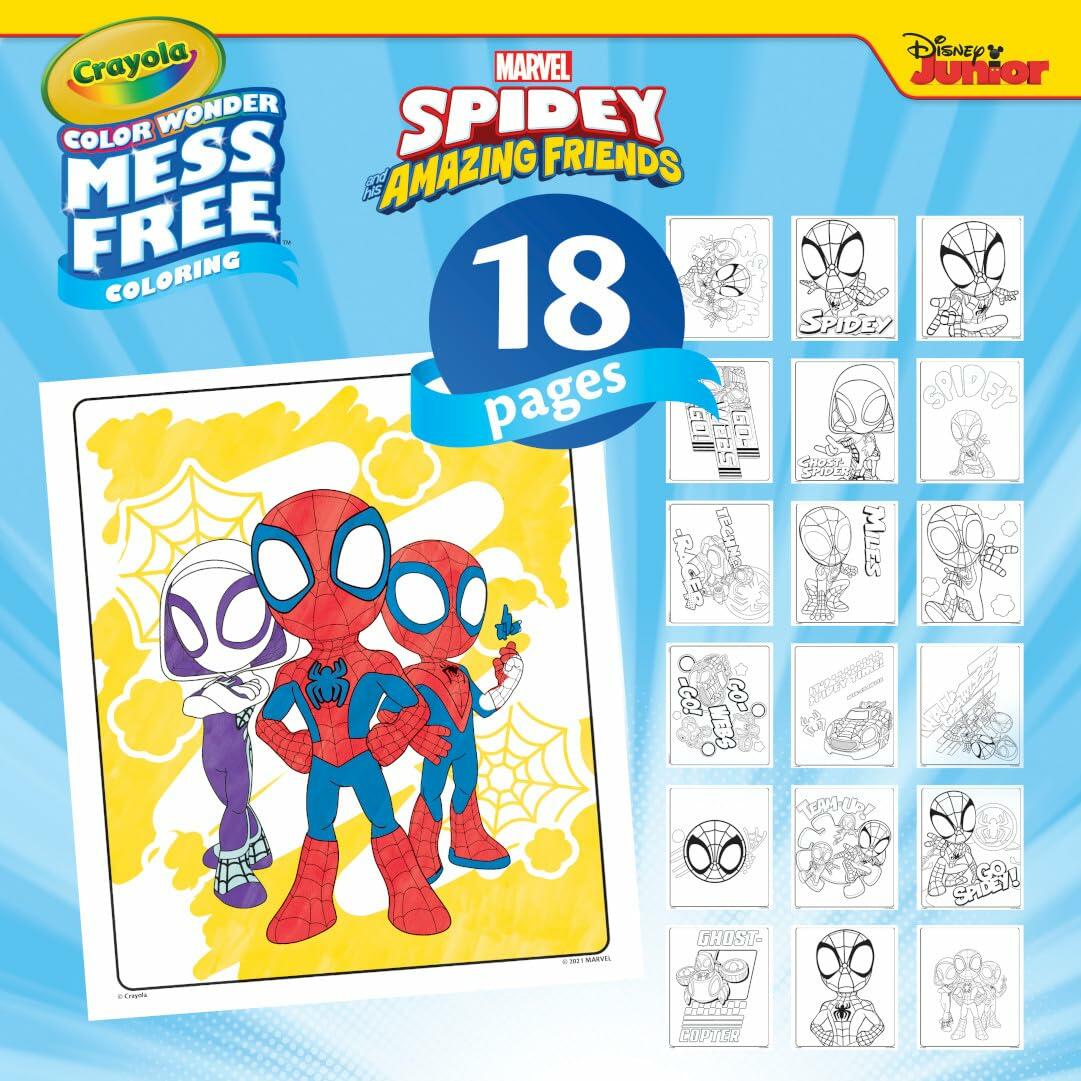 Set de colorear Crayola Spiderman Color Wonder, 18 páginas sin manchas para niños