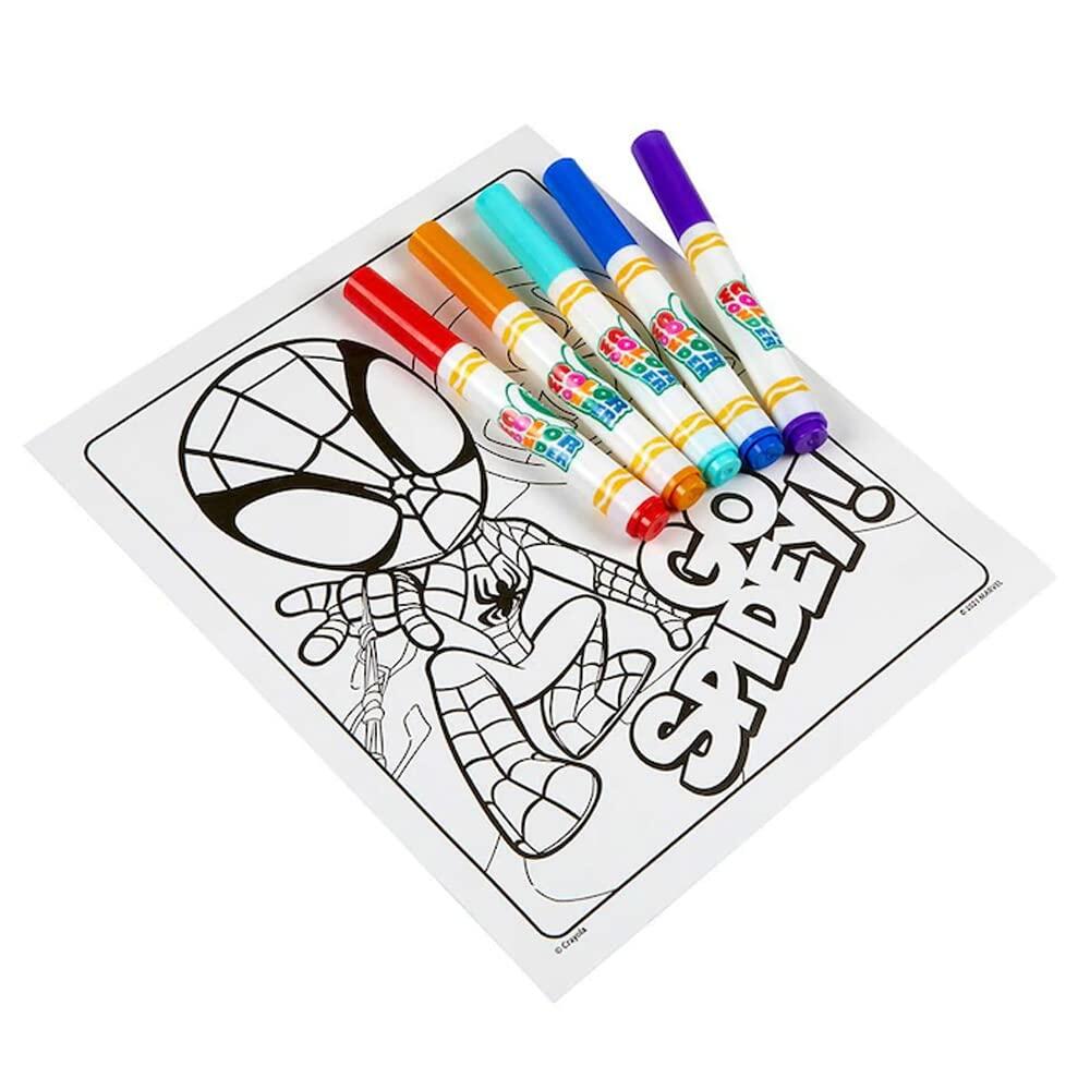 Set de colorear Crayola Spiderman Color Wonder, 18 páginas sin manchas para niños