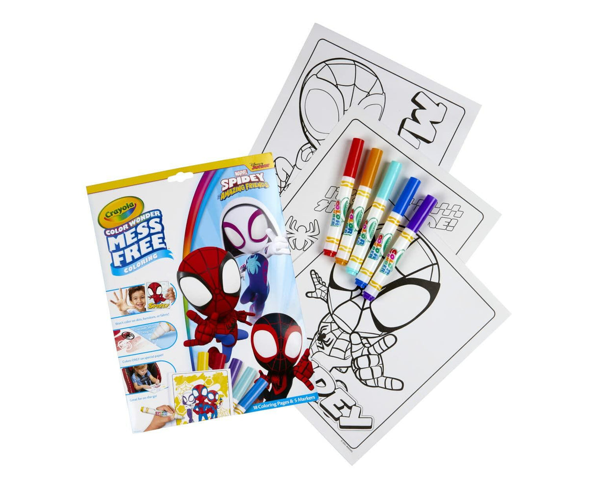 Set de colorear Crayola Spiderman Color Wonder, 18 páginas sin manchas para niños