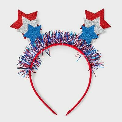 Diadema Americana de Estrella y Oropel Rojo Blanco Azul