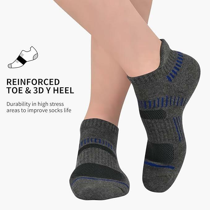 Calcetines deportivos de corte bajo para hombre NTCARE, 6 pares, acolchados con soporte para el arco