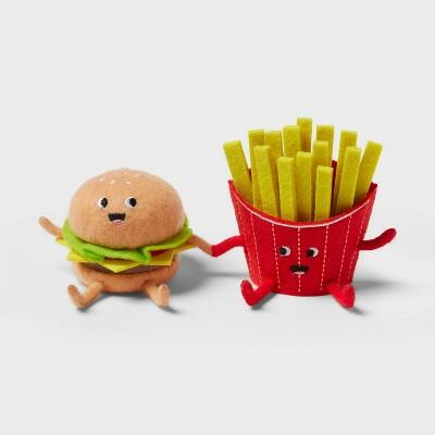 Figuras decorativas de verano de hamburguesa con queso y papas fritas de fieltro Sun Squad