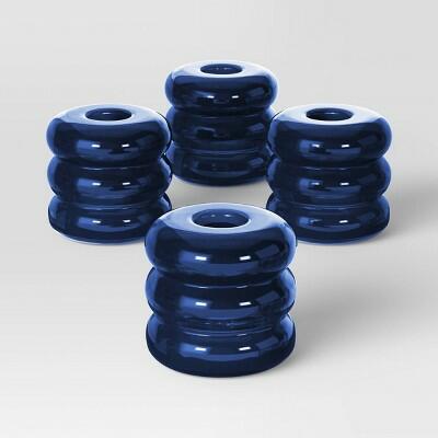 [Como nuevo] Portavelas cónico de vidrio de burbujas Room Essentials, azul, paquete de 4