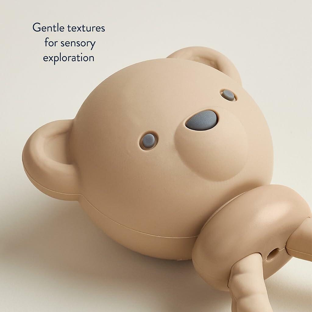 Juguete sonajero de silicona Itzy Ritzy, oso con mango de sonido suave, 3+ meses