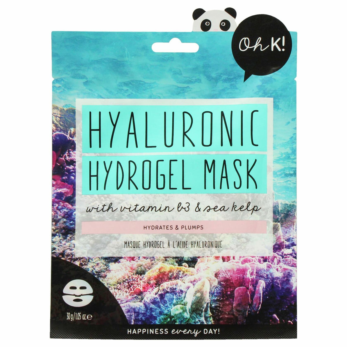 Oh K! Mascarilla facial de hidrogel hidratante con ácido hialurónico, 1 unidad, Marine