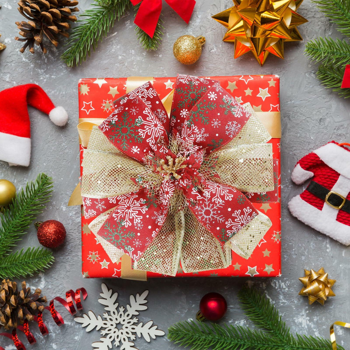 Lazo para punta de árbol de Navidad Filltown, 53x13 pulgadas, decoración navideña color gris plateado