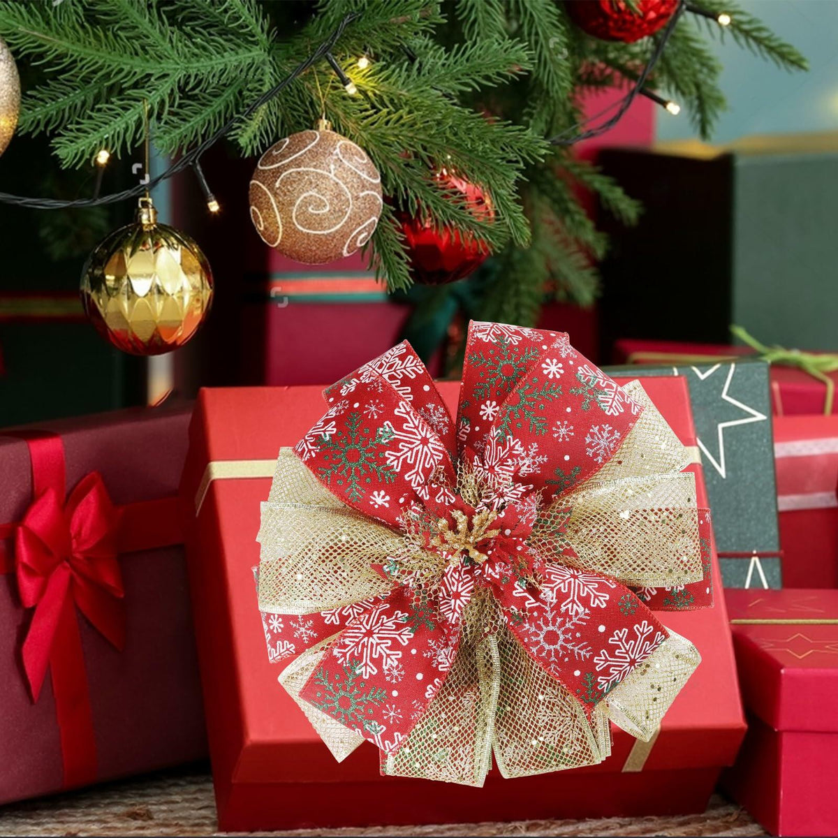 Lazo para punta de árbol de Navidad Filltown, 53x13 pulgadas, decoración navideña color gris plateado
