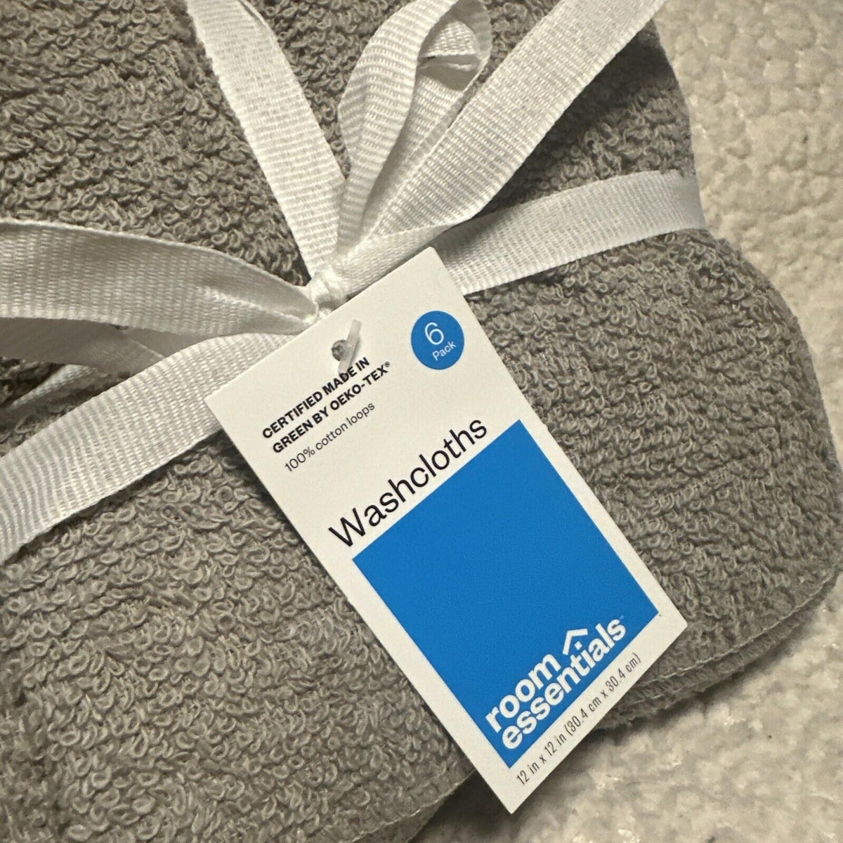 Paquete de paños de limpieza Room Essentials, gris claro, 12 x 12 pulgadas, 12 unidades
