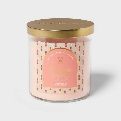 Vela aromática de dos mechas en frasco de vidrio con tapa Threshold, Blushing Amber, rosa, 15.1 oz