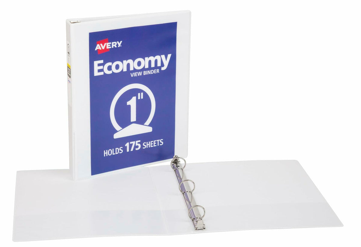 Carpeta Avery Economy View de 3 anillas, redondas de 1", color blanco (05760)