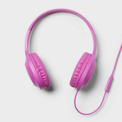 Auriculares supraaurales con cable Heyday, color violeta neón, ligeros, con conector de 3.5 mm
