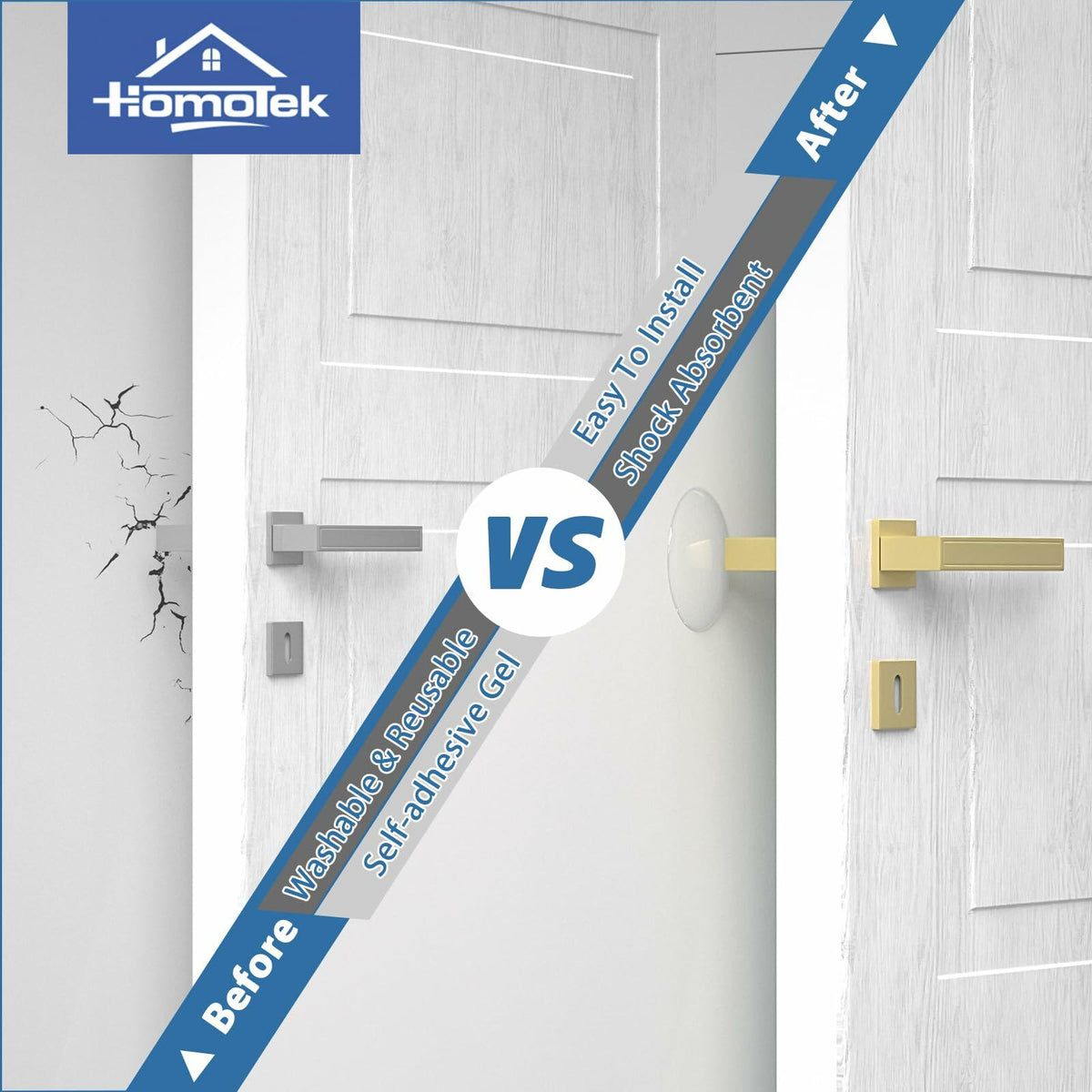 HOMOTEK Topes de puerta transparentes, paquete de 12, protector de pared redondo transparente de 1.6 pulgadas