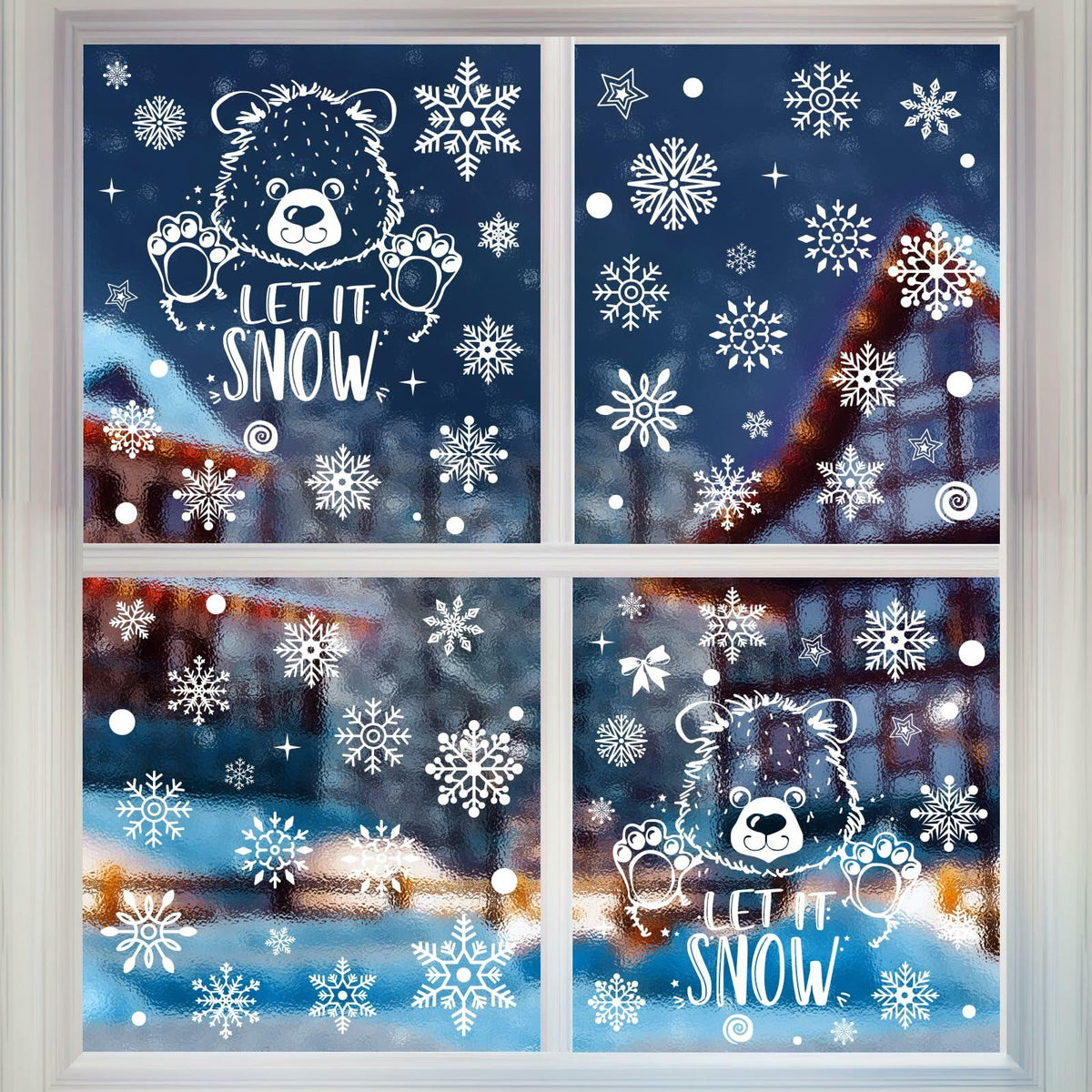 AivaToba 203 piezas de adornos navideños para ventanas, adornos de doble cara para ventanas