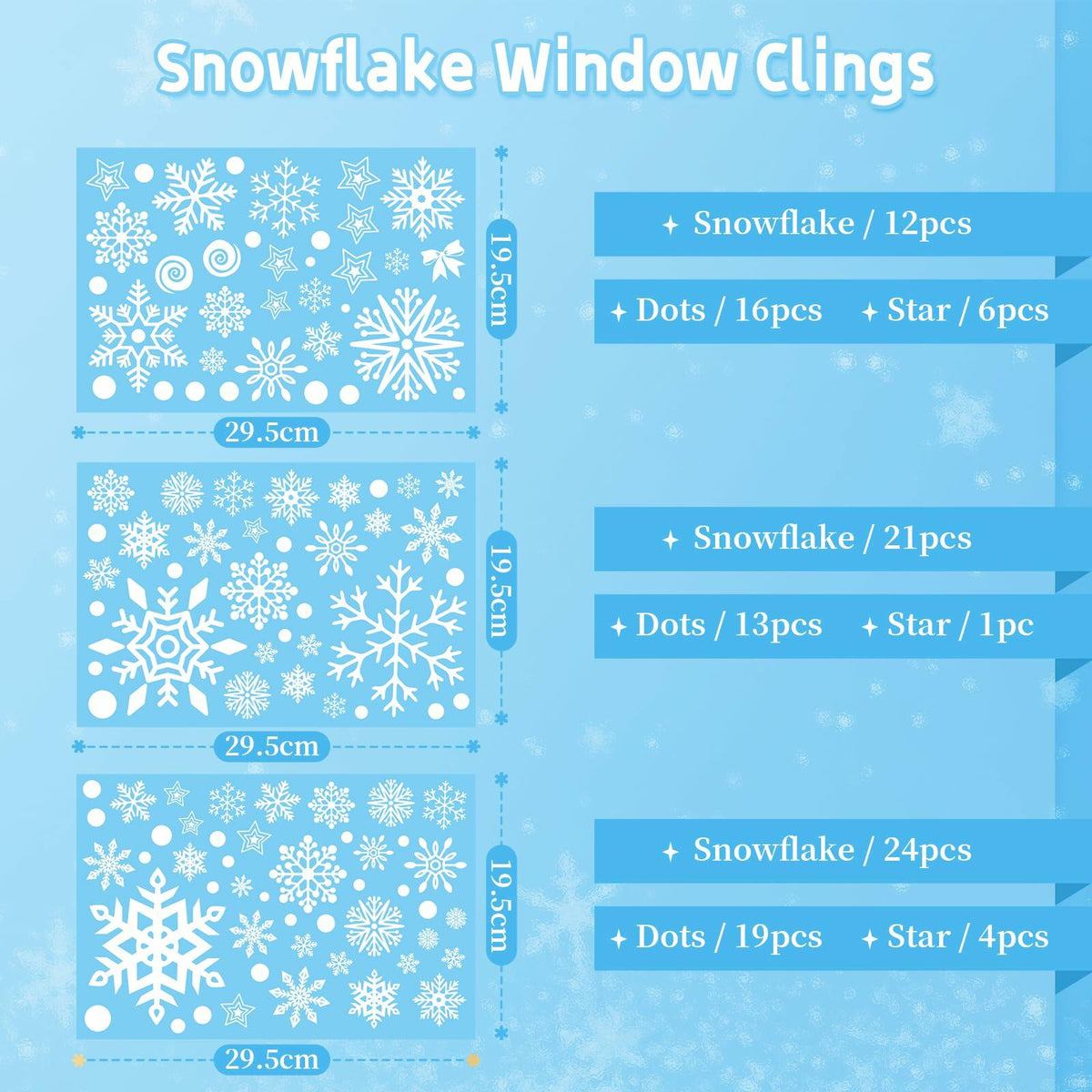 AivaToba 203 piezas de adornos navideños para ventanas, adornos de doble cara para ventanas