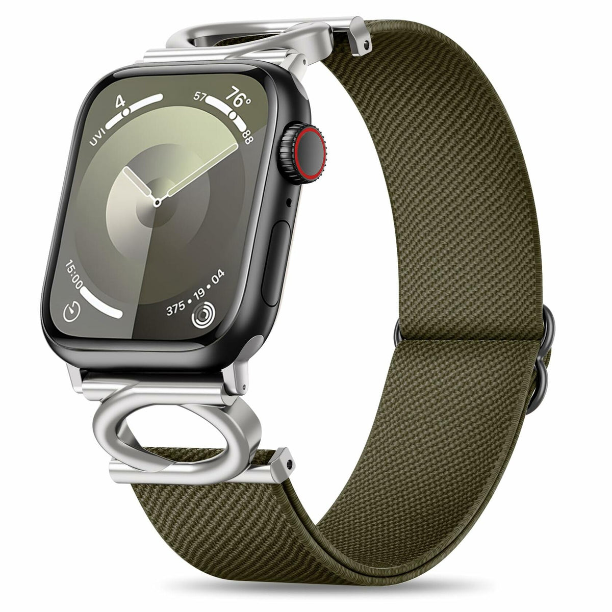 Correa de nailon Double-C para Apple Watch de 41/45 mm, ajustable, color verde salvia
