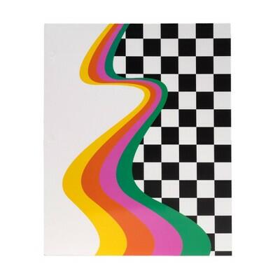 Carpeta de papel Continental Good Times de 2 bolsillos con diseño de ondas a cuadros, material escolar