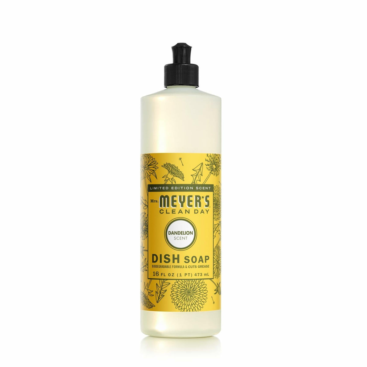 Jabón líquido para platos Mrs. Meyer's Clean Day, aroma a diente de león, botella de 16 oz