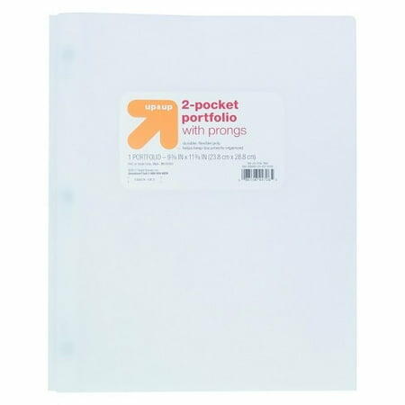 Carpeta de plástico de 2 bolsillos up&up, color blanco, resistente, para oficina y escuela