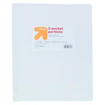 Carpeta de plástico de 2 bolsillos up&up, color blanco, resistente, para oficina y escuela