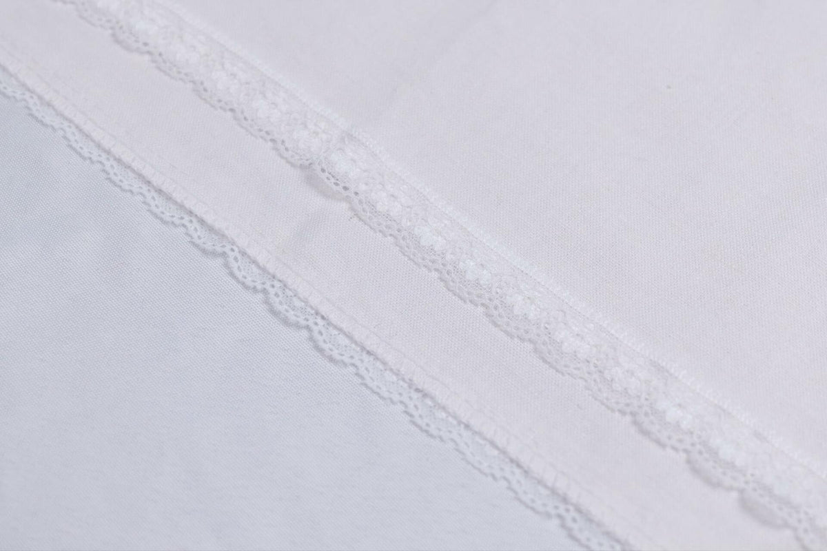Servilletas de tela para cena con encaje - Mezcla de lino, rayón y algodón - Blanco