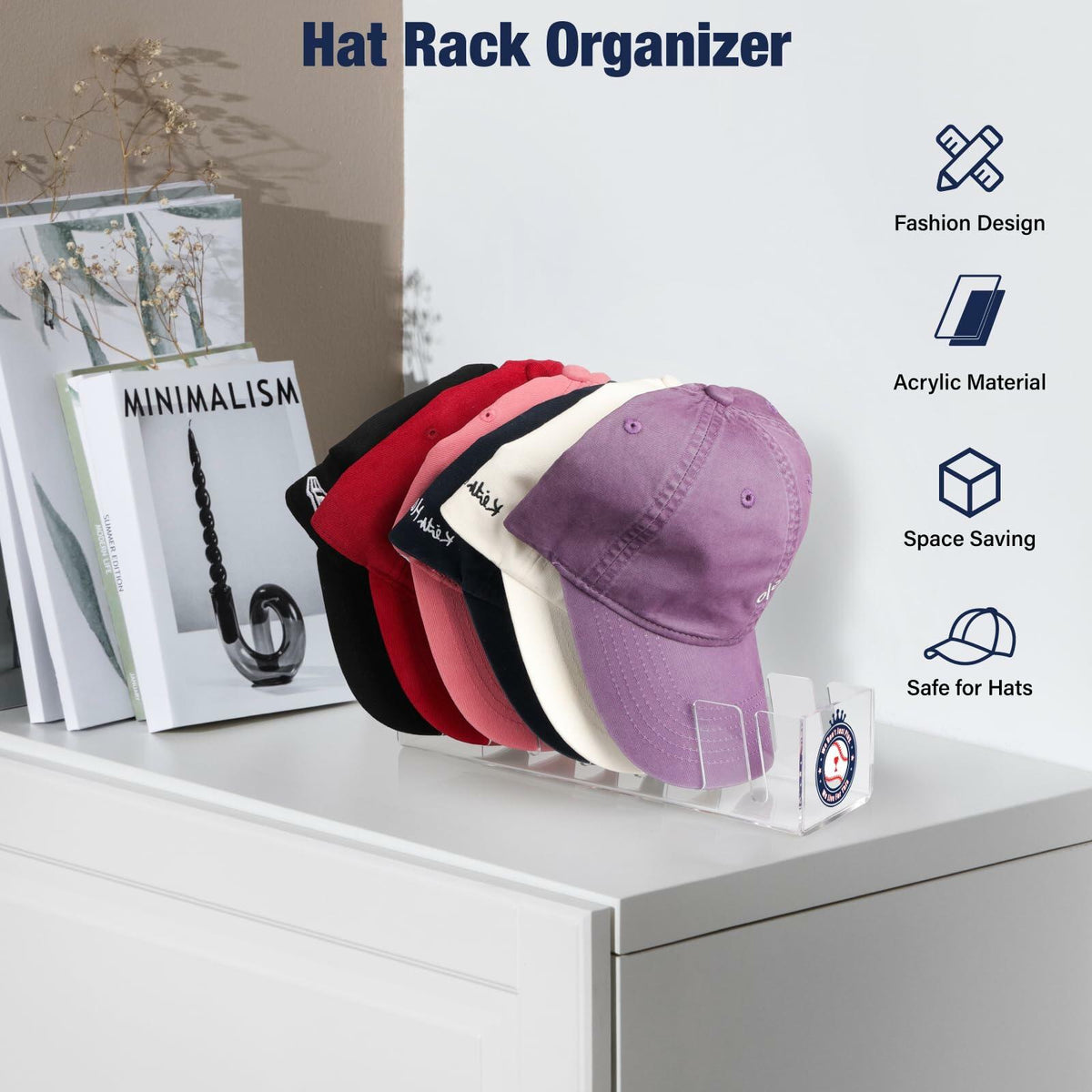 Organizador de gorras de béisbol de acrílico Donkiyana, capacidad para 14 gorras, 2 piezas, transparente