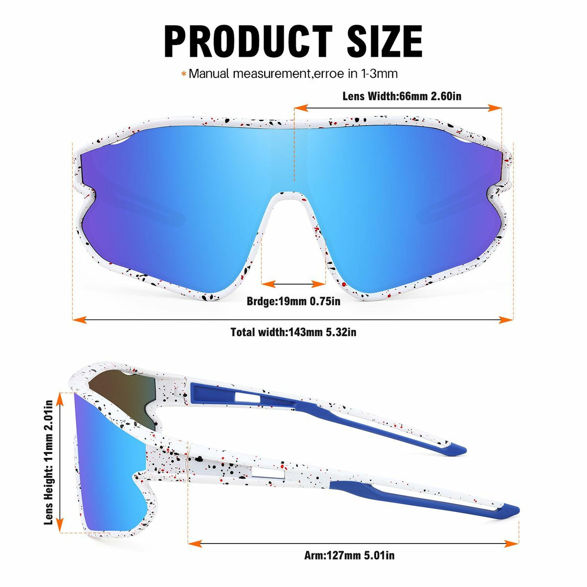 Gafas de sol deportivas para niños MARIDA UV400 para béisbol y ciclismo, blanco-azul