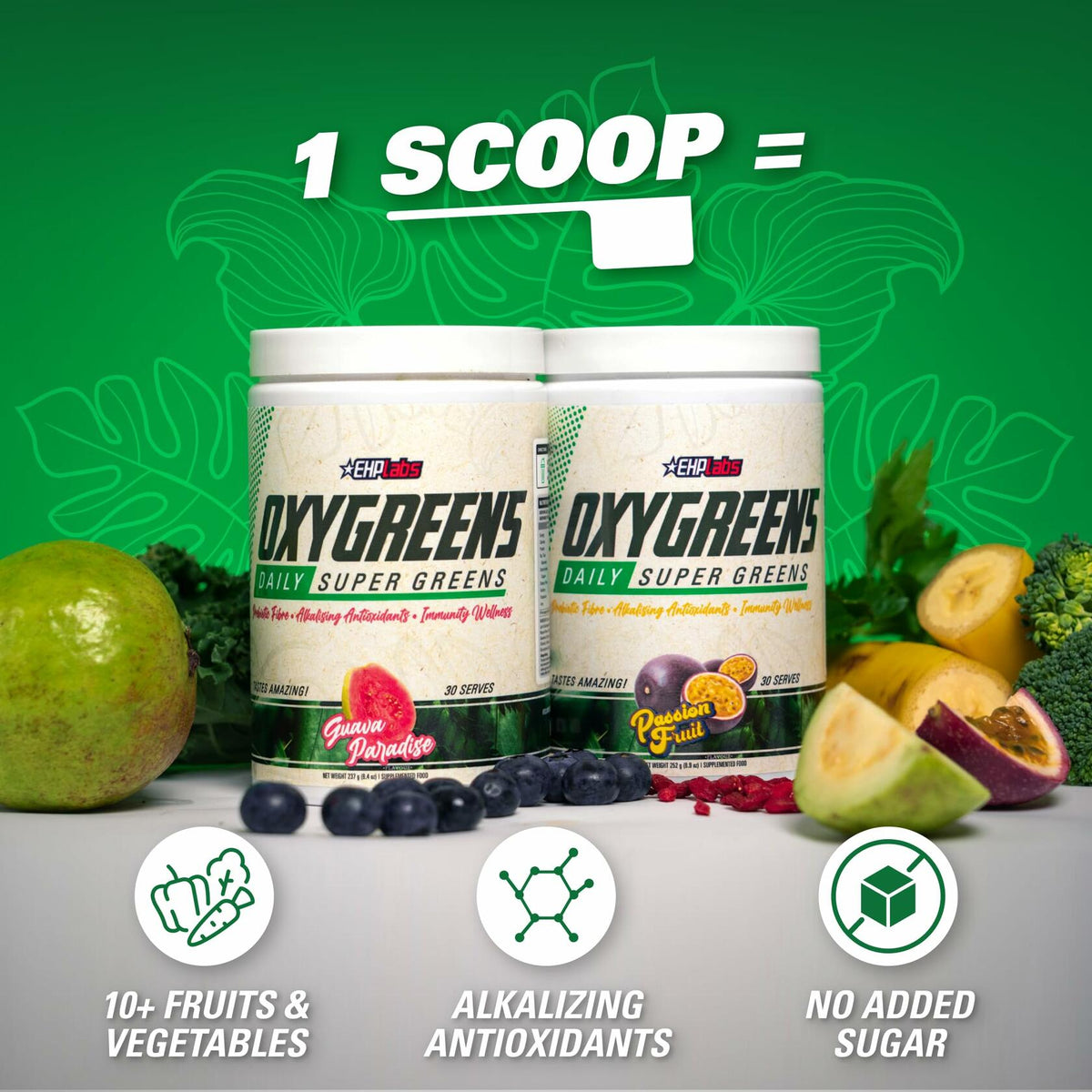 BestBy10/25 EHP Labs OxyGreens Super Greens Powder 30 Serve Strawberry Margarita