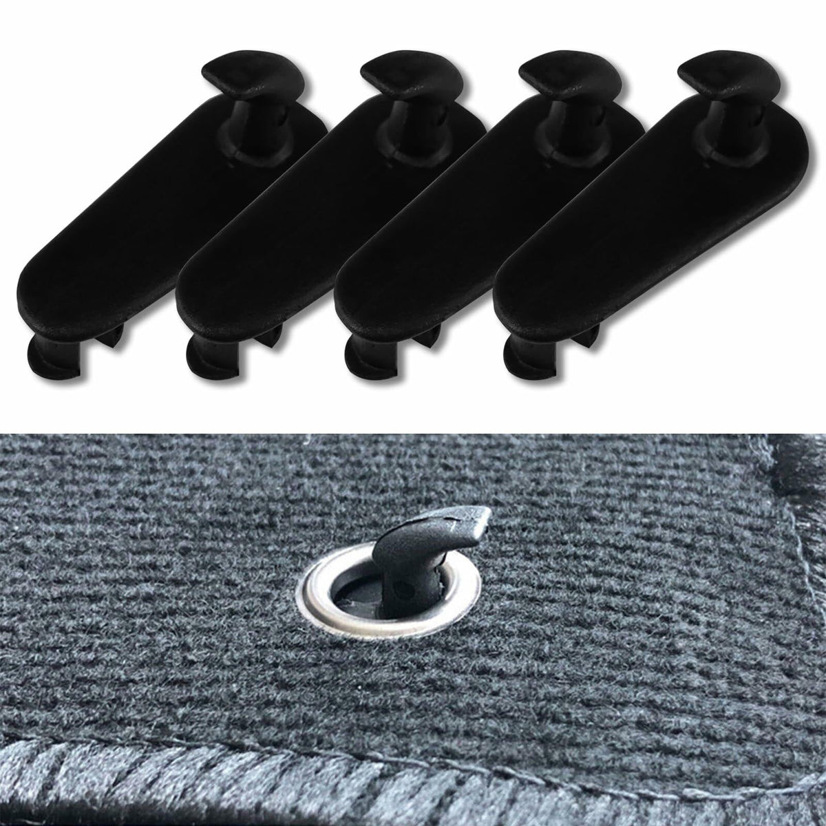 Ganchos de fijación para alfombrillas de coche Tobenbone, clips de sujeción para alfombras, negro