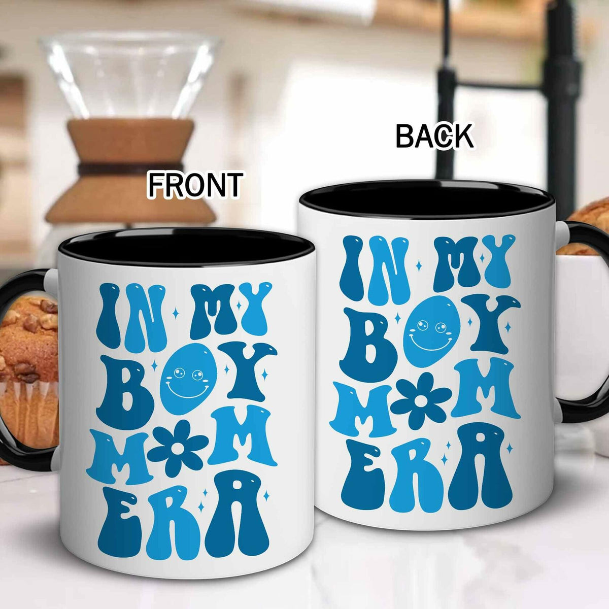 [Como nuevo] Taza de café CHIMCHICHCHOE Boy Mom Era, detalles multicolor, cerámica, 11 oz