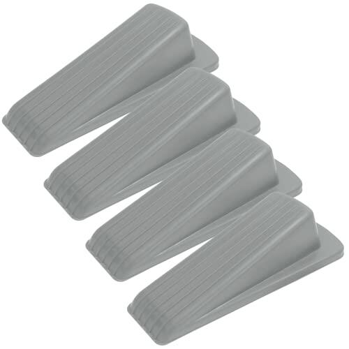 S&T INC. Tope de puerta de goma resistente gris 12,2x5,6x3,3 cm paquete de 4