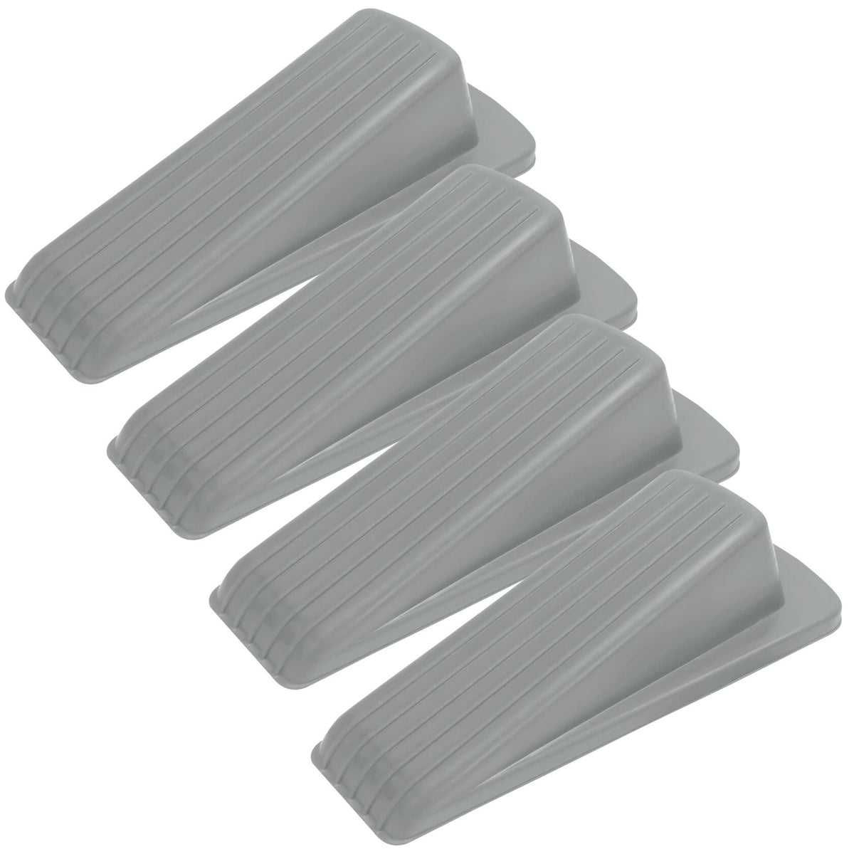 S&T INC. Tope de puerta de goma resistente gris 12,2x5,6x3,3 cm paquete de 4