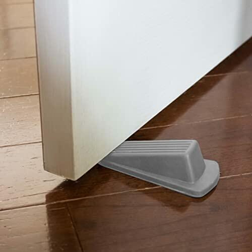 S&T INC. Tope de puerta de goma resistente gris 12,2x5,6x3,3 cm paquete de 4