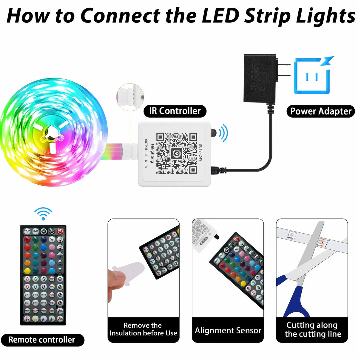 Tira de luces LED RGB GANZQH, 4.63m (15.20 pies), alimentada por USB, control inteligente mediante aplicación y control remoto, multicolor