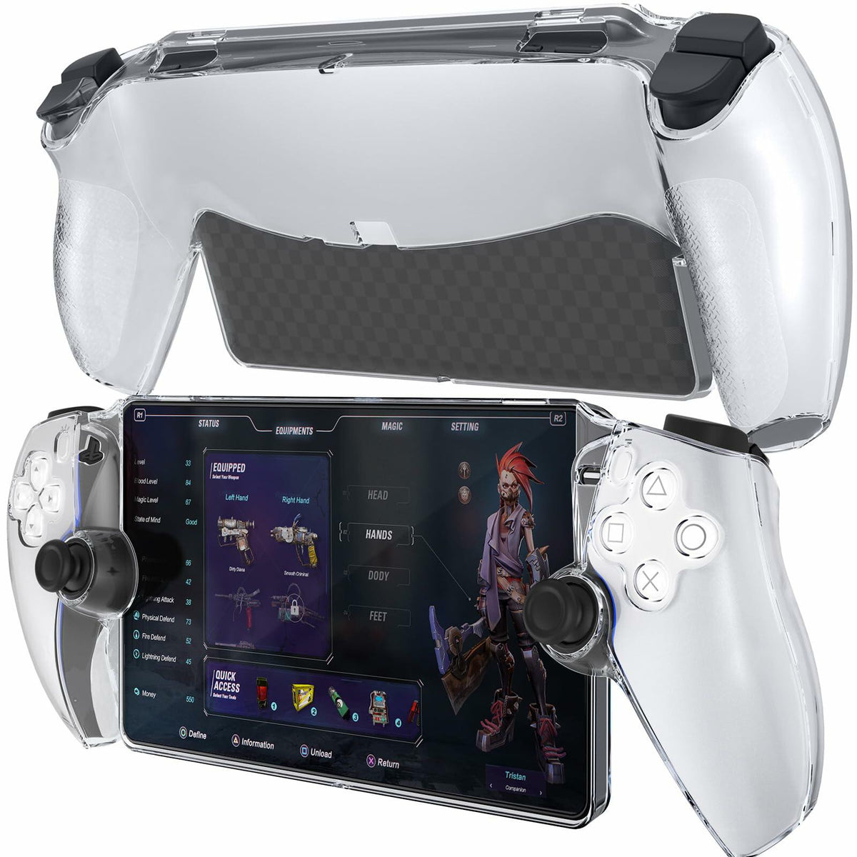 [Como nuevo] HEYSTOP Funda transparente con agarre para mando de PS5 con protector de pantalla y tapas