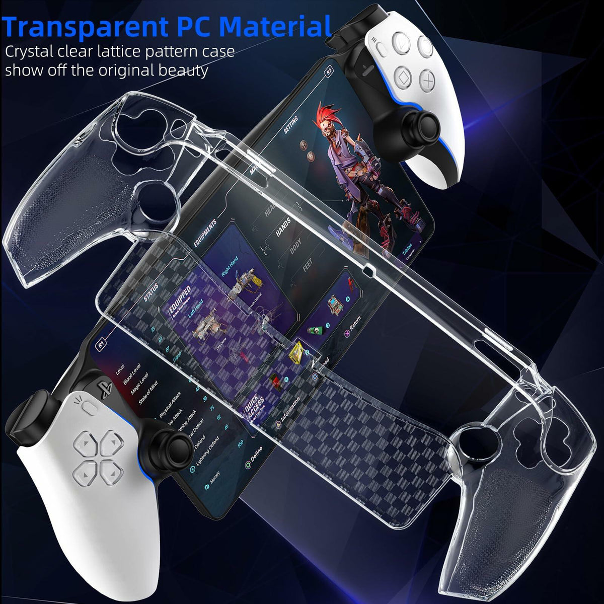 [Como nuevo] HEYSTOP Funda transparente con agarre para mando de PS5 con protector de pantalla y tapas