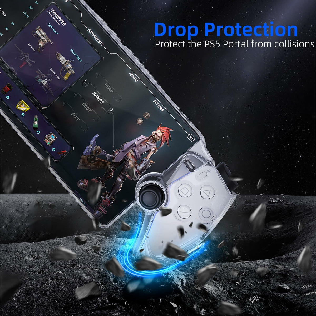 [Como nuevo] HEYSTOP Funda transparente con agarre para mando de PS5 con protector de pantalla y tapas