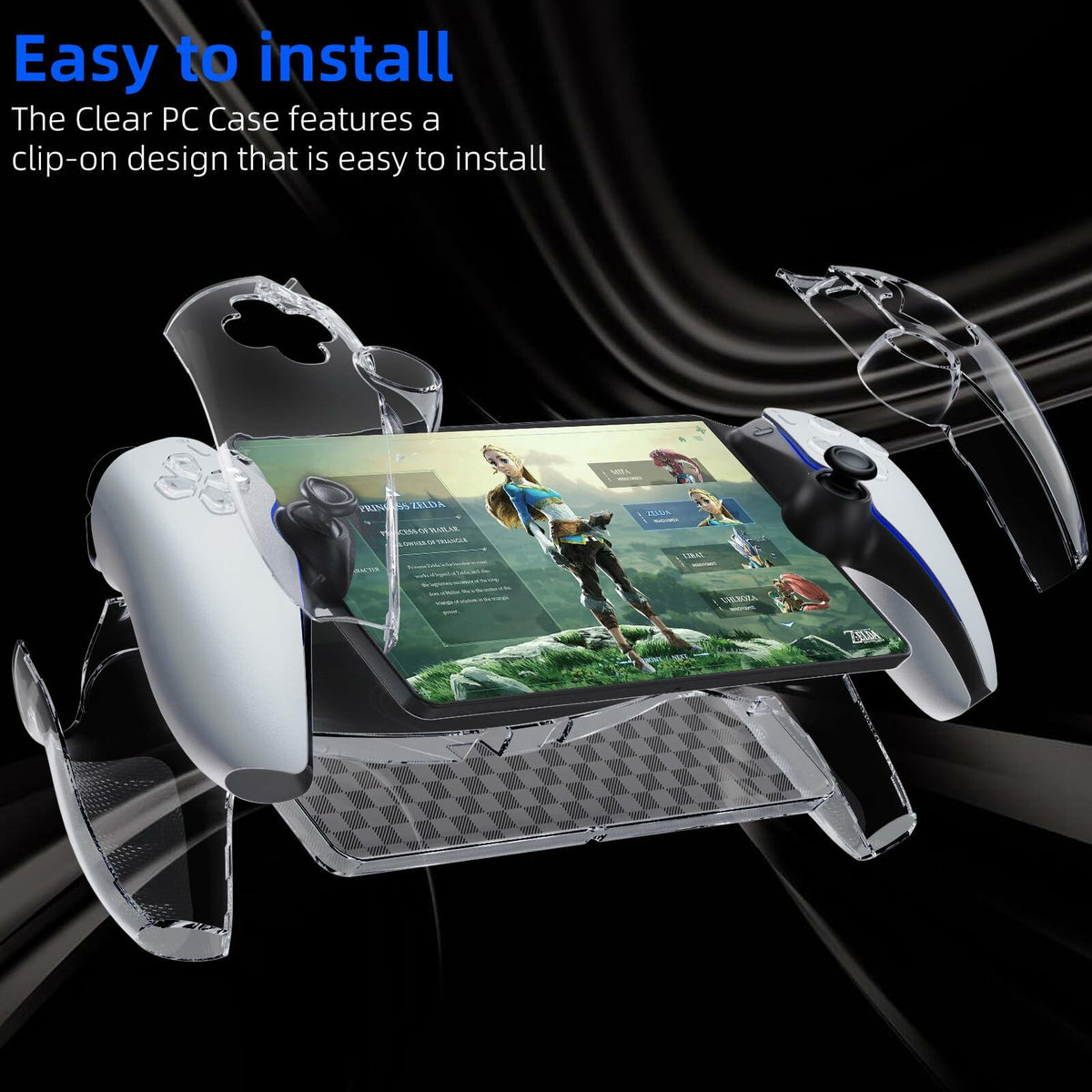 [Como nuevo] HEYSTOP Funda transparente con agarre para mando de PS5 con protector de pantalla y tapas