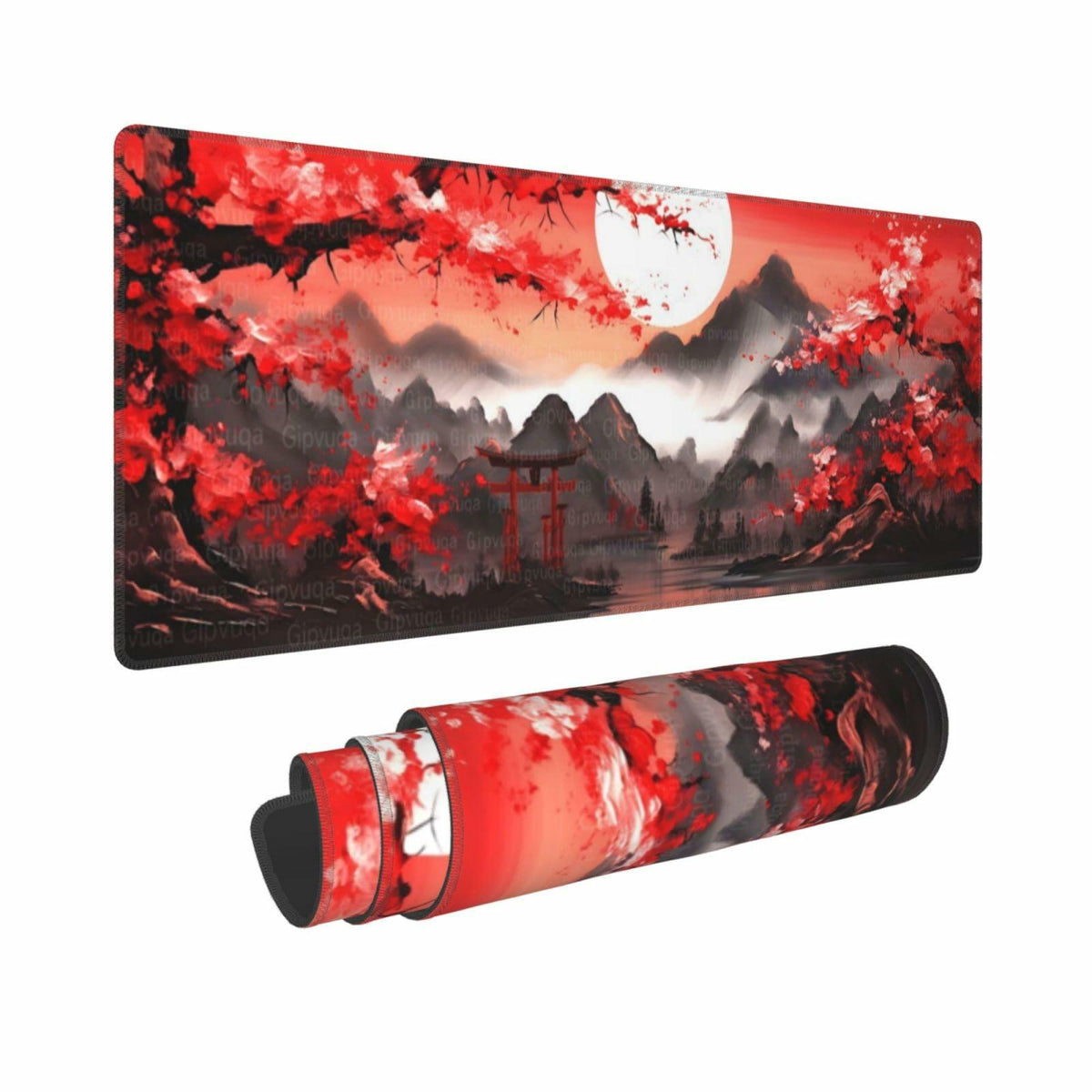 Alfombrilla de ratón gaming XL Gipvuqa con flores de cerezo japonesas de 31.5x11.8 pulgadas