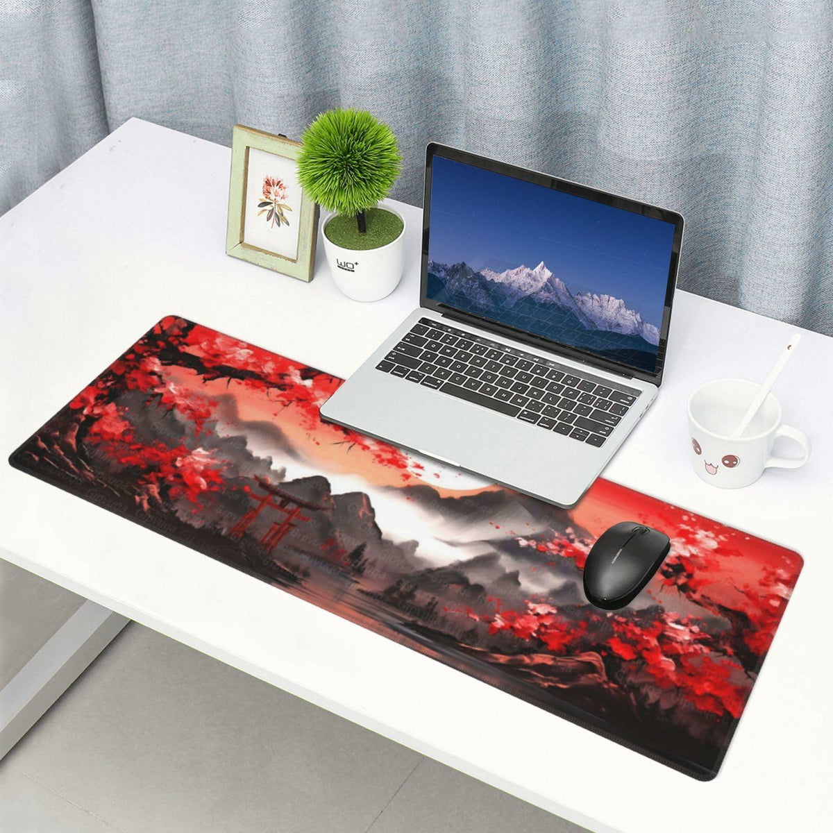 Alfombrilla de ratón gaming XL Gipvuqa con flores de cerezo japonesas de 31.5x11.8 pulgadas